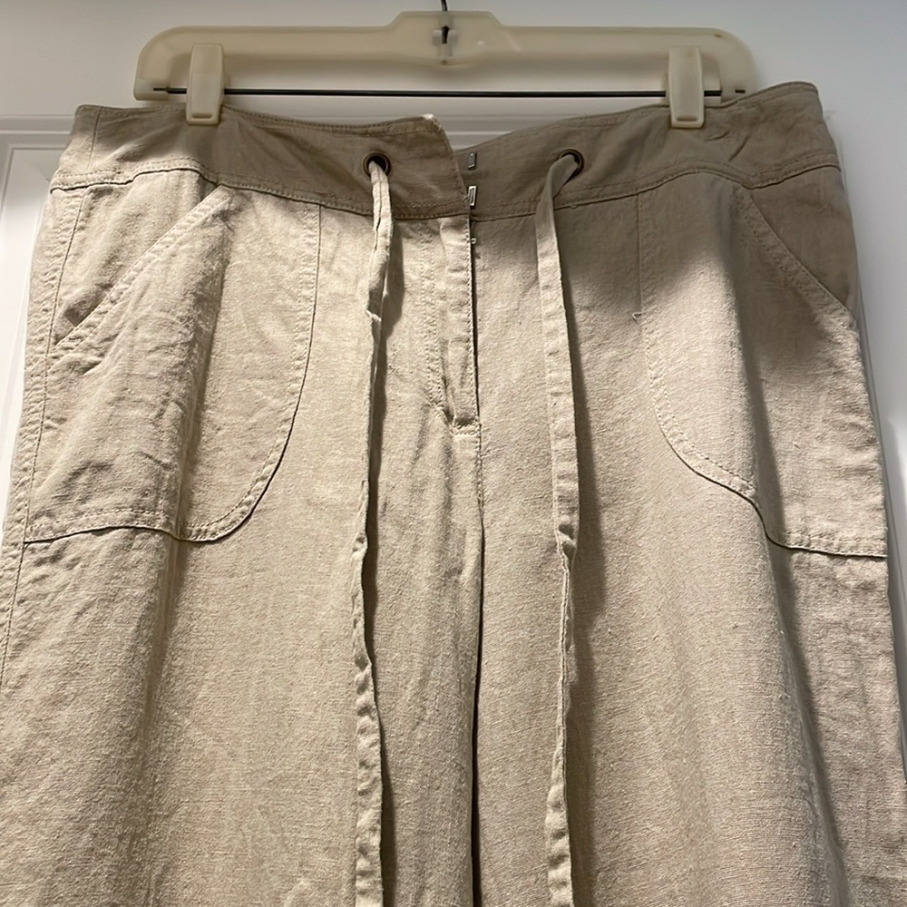New Directions Baggy LinenBlend Pants Size12 StraightLeg Beachy Relaxed Coastal